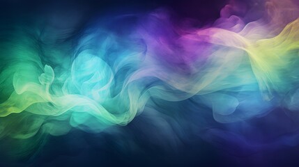 On a dark background, create abstract shapes in watercolor style with a color scheme of blue, purple, and green, using brush strokes and grain texture.