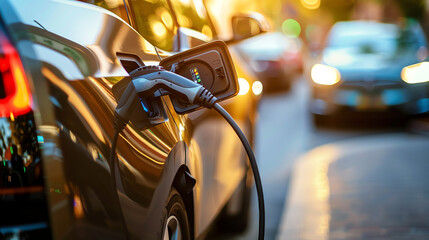 Naklejka premium The future is now: electric cars are taking over the streets