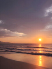 Sunset Sea Beach Landscape Art