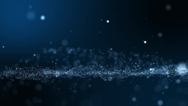 SEAMLESS LOOP, Glitter light blue particles abstract background flickering particles with bokeh effect. 60 FPS