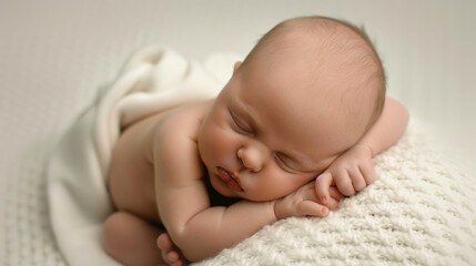 Newborn baby sleeping peacefully, focus on the face