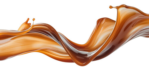 flowing brown coffee splash cut out. similar to chocolate, milk tea, caramel.