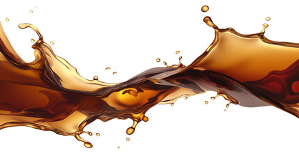 splash of a brown liquid similar to coffee, tea. cut out.