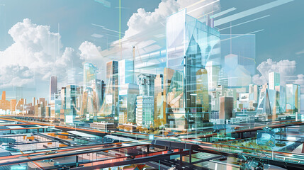 Obraz premium Future Cities, Robots in Urban Planning