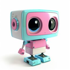 Fototapeta premium 3d rendering of cute robot character icon on white background