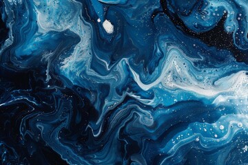 Abstract art blue paint background with liquid fluid grunge texture in concept winter ocean 