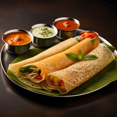 Dosa with different sauces,