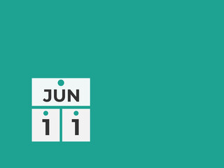 June 11 calendar reminder. 11 June daily calendar icon template. Calendar 11 June icon Design template. Vector illustration
