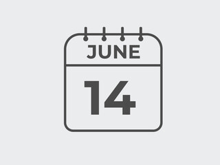 June 14 calendar reminder. 14 June daily calendar icon template. Calendar 14 June icon Design template. Vector illustration
