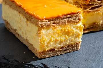 Celebration of the King birthday in Netherlands, tompoes or tompouce, iconic pastry in Netherlands...