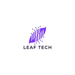 ILLUSTRATION MODERN LEAF TECHNOLOGY PURPLE FLAT COLOR SIMPLE BOTANICAL GEOMETRIC ECO NATURE LOGO ICON TEMPLATE ELEMENT DESIGN VECTOR