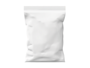 White plastic container, bag, and package with blank space for your retail food product design
