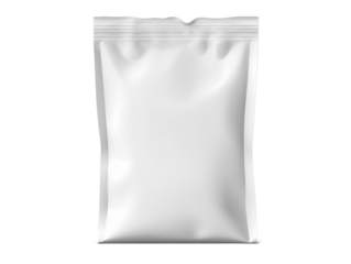 White plastic container, bag, and package with blank space for your retail food product design