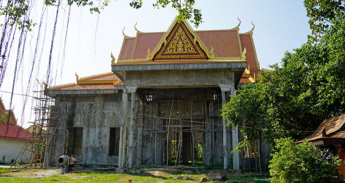 temple in cambodian town campot
