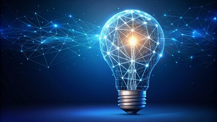 Illuminated Idea: Light Bulb Amidst Digital Connections