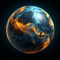 Fiery planet earth globe