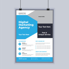 Digital marketing agency corporate flyer design vector template