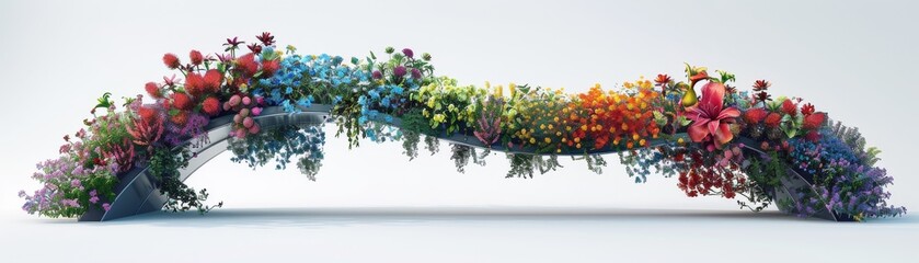 Fototapeta premium A colorful flower arrangement is displayed on a white background