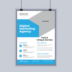 Digital marketing agency corporate flyer design vector template