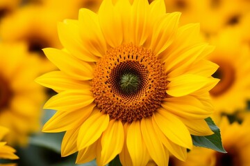 Fototapeta premium Vibrant yellow sunflower with intricate center