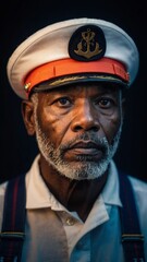 Fototapeta premium Portrait of the captain. Postcard for Sailor's Day.