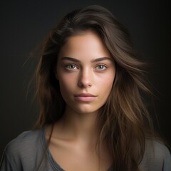 Naklejka premium Thoughtful young woman with long hair
