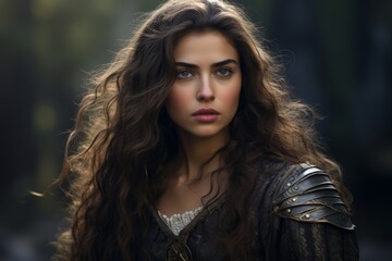 Naklejka premium Fierce and Mysterious Female Warrior
