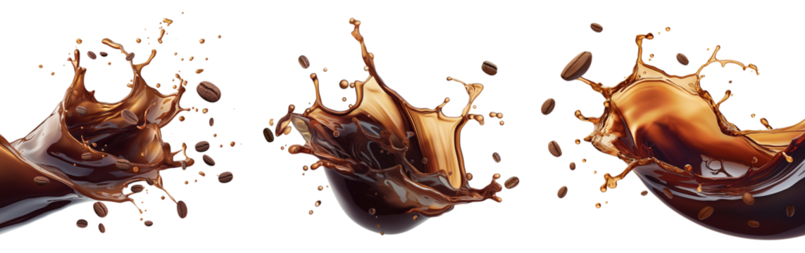 Set of coffee splash, cut out.
