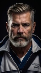 Obraz premium Portrait of the captain. Postcard for Sailor's Day.