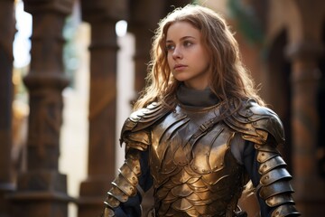 Warrior woman in golden armor
