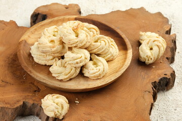Kue Sagu Keju or Cheese Sago Cookies is Indonesian Traditional Cookies made from combination of...