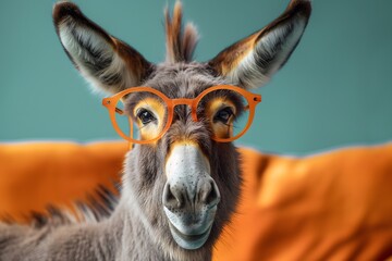 Cool donkey with glasses