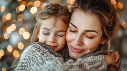 Obraz premium Joyful Mother's Day Celebration: Cozy Neoclassical Room with Floral Decorations and Golden Lighting, Mother and Baby Laughing, Gratitude Theme, High-Definition
