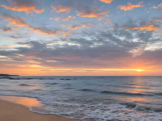 Obraz premium Sunset Sea Beach Landscape Art