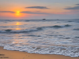 Obraz premium Sunset Sea Beach Landscape Art