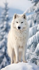 Obraz premium Majestic white wolf in snowy forest