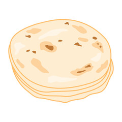 Chapati or Tanturi Roti food illustration