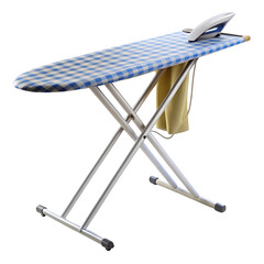 White picnic table isolated on a white wall