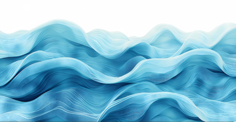 The image is a blue wave with a white background