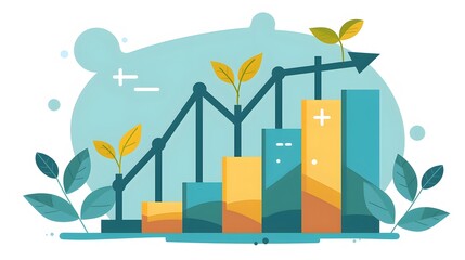 Sustainable Business Growth Concept with Eco-Friendly Graph Design