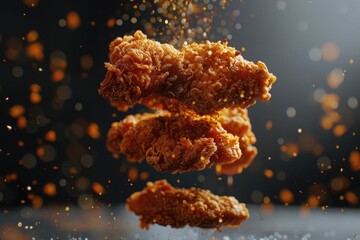 Fried chicken levitating
