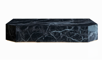 A black marble table with a white background