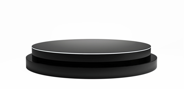 A black stage with a white background