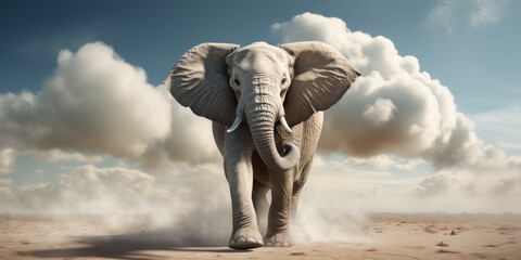 majestic african elephant in desert landscape