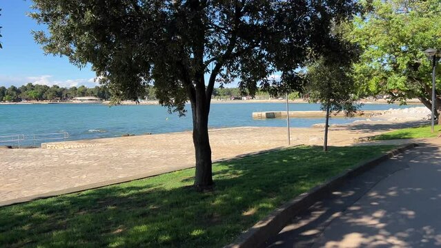 beautiful mediterranean coastline in Umag, Croatia