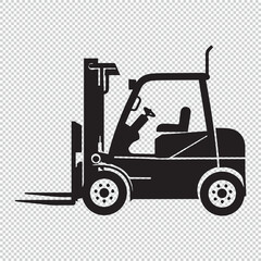 Black simple forklift logo icon, vector illustration on transparent background