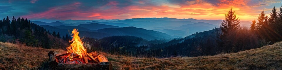 Enigmatic Night Campfire with Sparks Illuminating Darkness