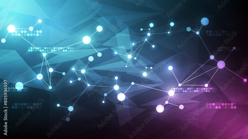 Poster abstract polygonal space low poly dark background with connecting dots and lines