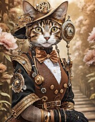 スチームパンクな世界の猫の貴婦人
