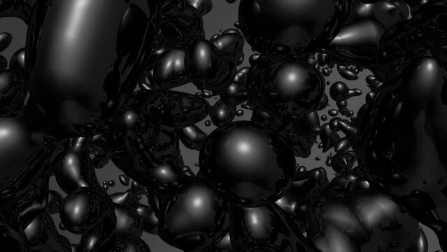 dunkler Hintergrund mit schwarz gl&auml;nzenden verschmelzenden Elementen